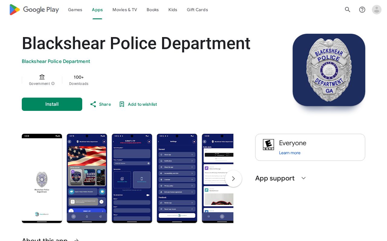 Pierce County active warrants context from the Blackshear Police app listing